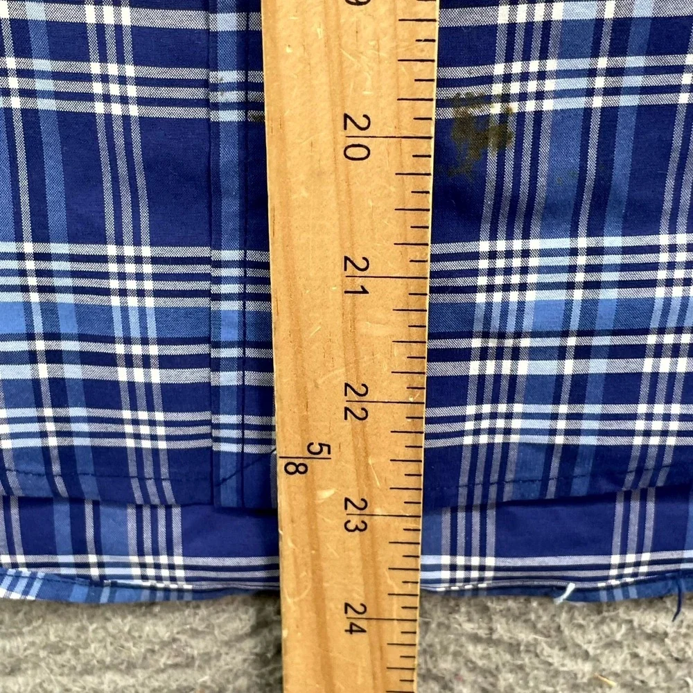Ralph Lauren Performance Shirt Boys Medium 10-12 Blue Plaid Button Down‎ Rodeo